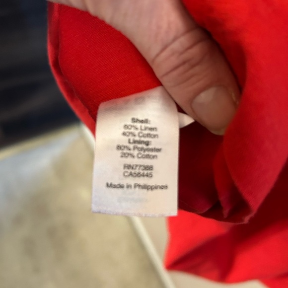 Women's J. Crew J0982 Red Linen Cotton Elastic Mini Apron Dress Size Small S - Picture 7 of 7